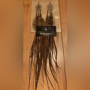 Feather Earrings bohemian hippie southwest western Seed Of Life